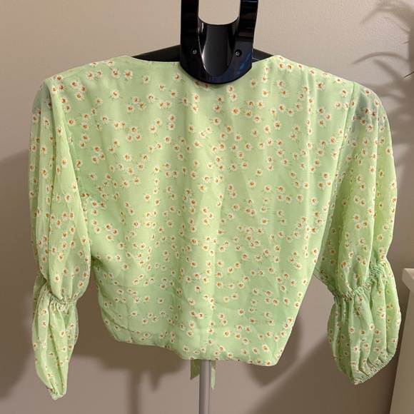 Sabo Skirt Green Puff Sleeve Crop Blouse - Picture 4 of 5